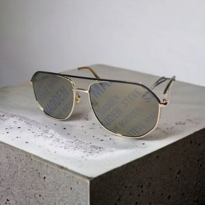 Steve Madden - NWT Gold & Black Geometric Sunglasses with Logo Print Lenses